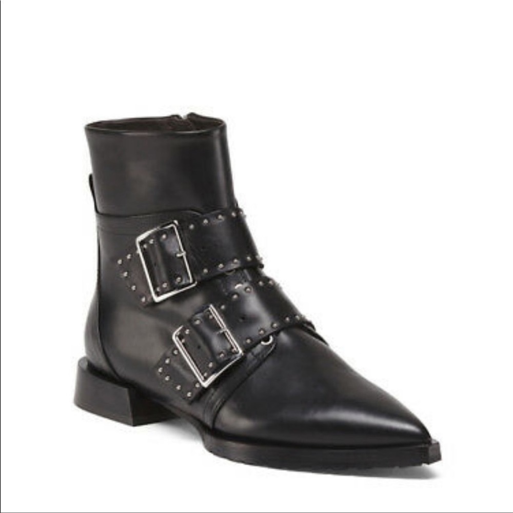 Capezzani Leather Pointed Toe Stud Ankle Boot